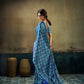 Blue Ajrakh Satin Saree