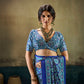 Blue Ajrakh Satin Saree