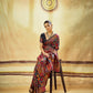 Black Kashmiri Handloom Woven Munga Cotton Saree