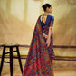 Blue Kashmiri Handloom Woven Munga Cotton Saree