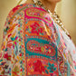 Pearl White Kashmiri Handloom Woven Munga Cotton Saree