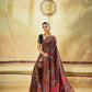 Black Kashmiri Handloom Woven Munga Cotton Saree