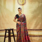 Black Kashmiri Handloom Woven Munga Cotton Saree