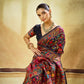 Black Kashmiri Handloom Woven Munga Cotton Saree