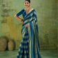 Blue Striped Satin Saree
