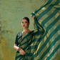 Pine Green Striped Satin Saree