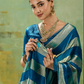 Blue Striped Satin Saree