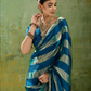 Blue Striped Satin Saree