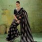 Black Striped Satin Saree