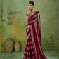 Maroon Striped Satin Saree