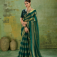Pine Green Striped Satin Saree
