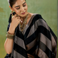 Black Striped Satin Saree