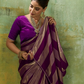 Wine Striped Satin Saree