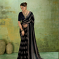 Black Striped Satin Saree