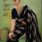 Black Striped Satin Saree