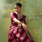 Maroon Striped Satin Saree