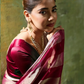 Maroon Striped Satin Saree
