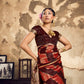 Rust Orange Pure Satin Silk Saree