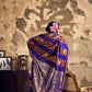 Purple And Blue Pure Satin Silk Saree