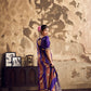 Purple And Blue Pure Satin Silk Saree