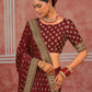 STORI Maroon Bridal Designer Silk Saree