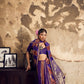 Purple And Blue Pure Satin Silk Saree