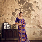 Purple And Blue Pure Satin Silk Saree
