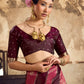 Wine Purple And Pink Satin Silk Saree