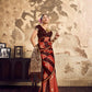 Rust Orange Pure Satin Silk Saree
