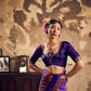 Purple And Blue Pure Satin Silk Saree