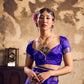 STORI Blue Pure Silk Satin Saree For Women