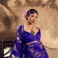 STORI Blue Pure Silk Satin Saree For Women