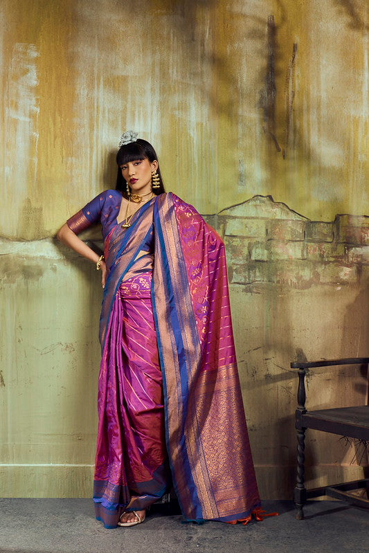 STORI Dual Pink Pochampally Handloom Silk Saree