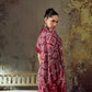 Cherry Red Ajrakh Printed Saree