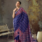 Midnight Blue Ajrakh Printed Saree