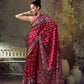 Cherry Red Ajrakh Printed Saree