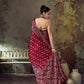 Cherry Red Ajrakh Printed Saree