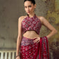 Cherry Red Ajrakh Printed Saree