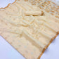 STORI Cream Off White  Munga Pure Cotton Handloom Saree