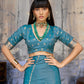 Teal Blue Satin Silk Saree