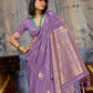 Purple Satin Silk Saree