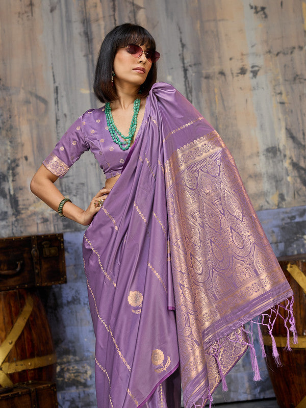 Purple Satin Silk Saree