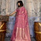 STORI Rose Pink Satin Silk Saree for Women