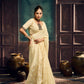 STORI Cream Off White  Munga Pure Cotton Handloom Saree