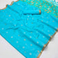 STORI Sky Blue Munga Pure Cotton Handloom Saree