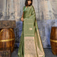 Moss Green Satin Silk Saree