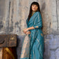 Teal Blue Satin Silk Saree