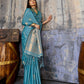 Teal Blue Satin Silk Saree