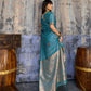 Teal Blue Satin Silk Saree