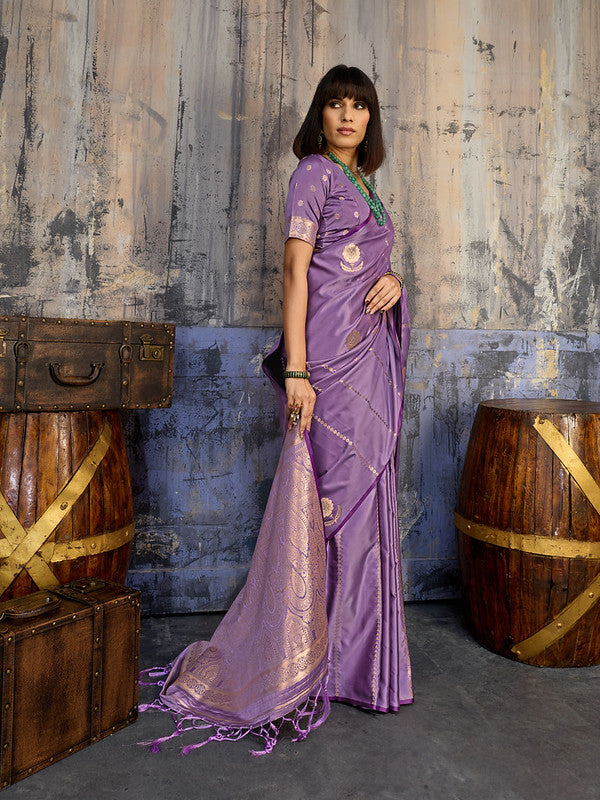 Purple Satin Silk Saree